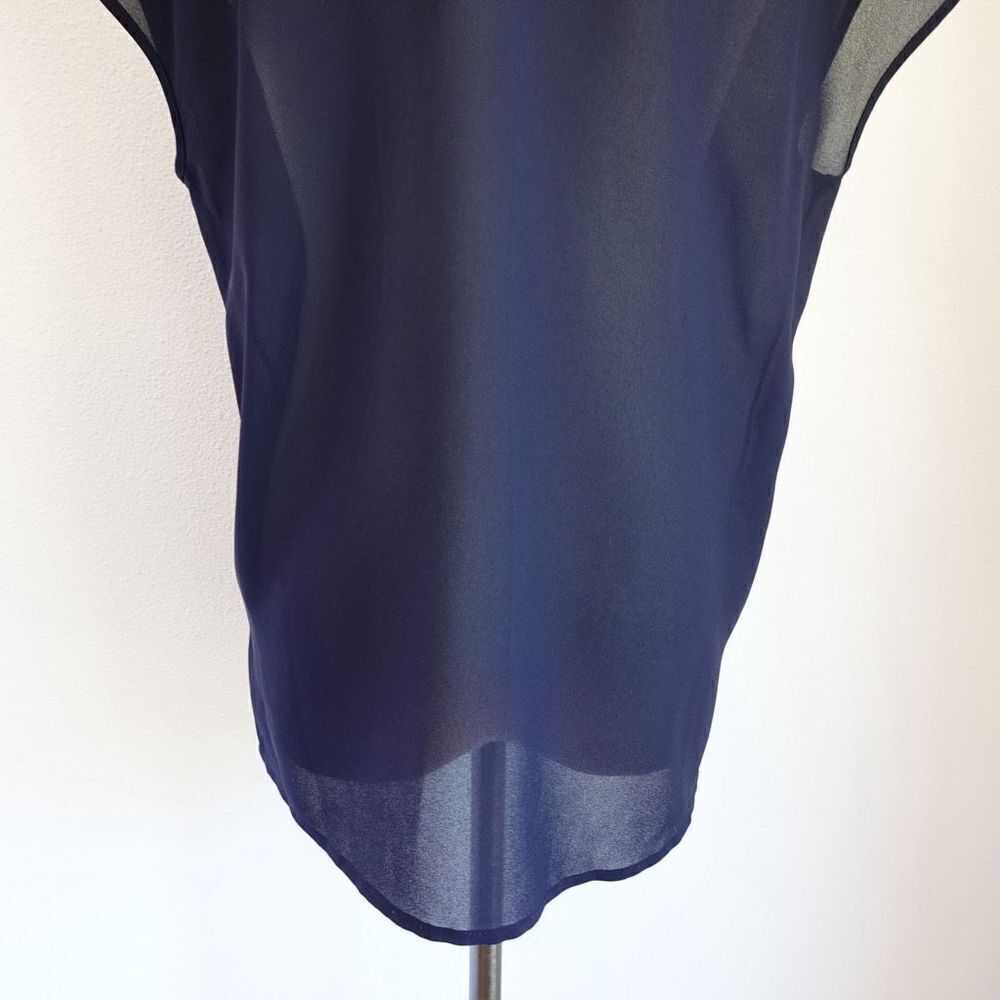 J. Crew Sheer Tank Top Navy Size 2 Neckline Detailing - Picture 8 of 10